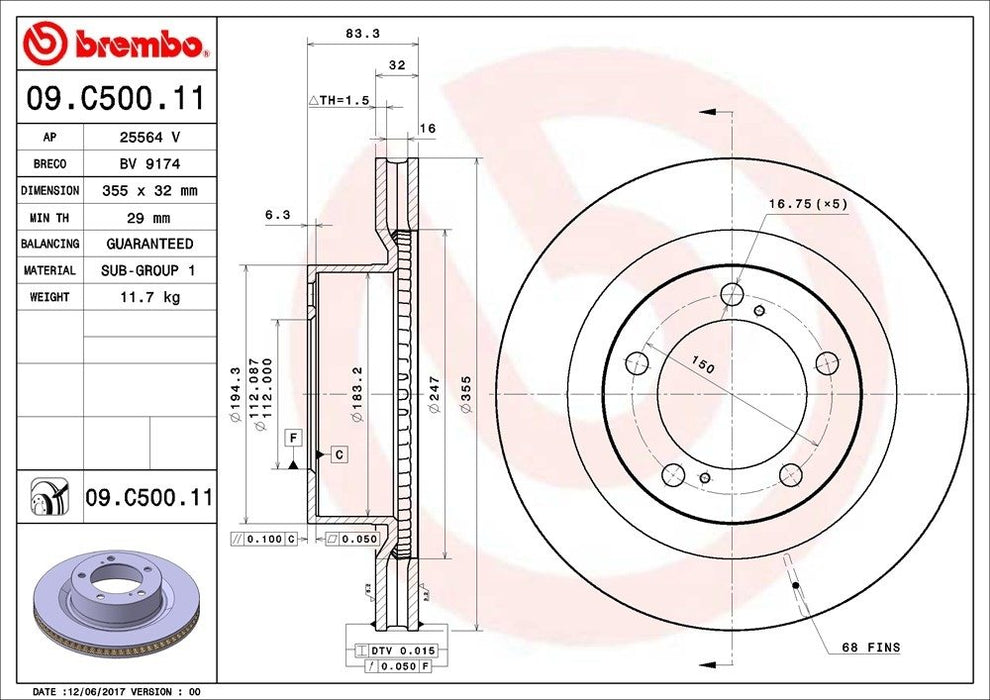 09.C500.11 Brembo Brake Rotor