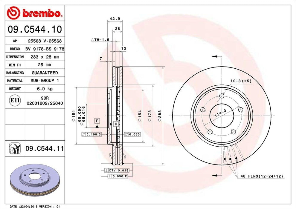 09.C544.11 Brembo Brake Rotor