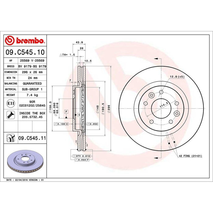 09.C545.11 Brembo Brake Rotor