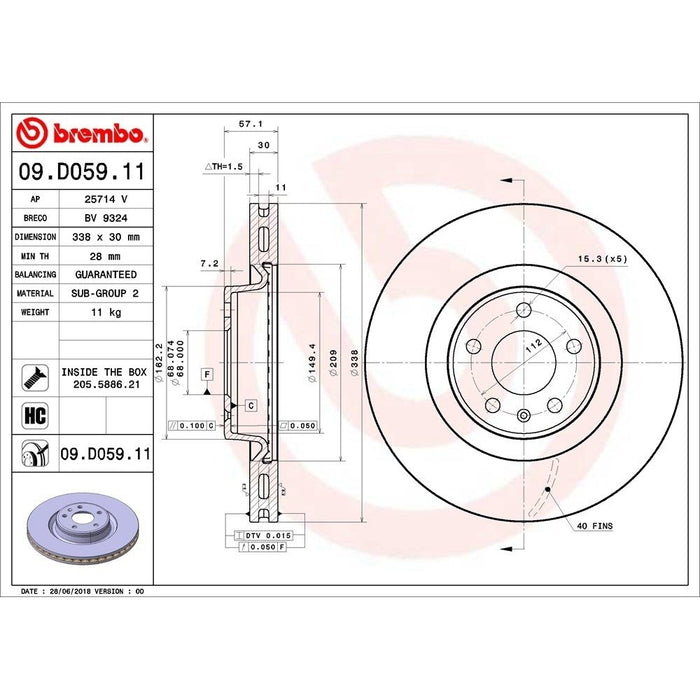 09.D059.11 Brembo Brake Rotor