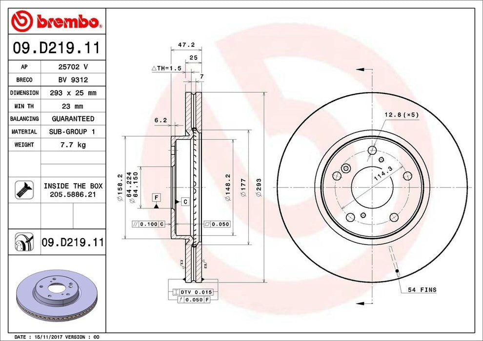 09.D219.11 Brembo Brake Rotor