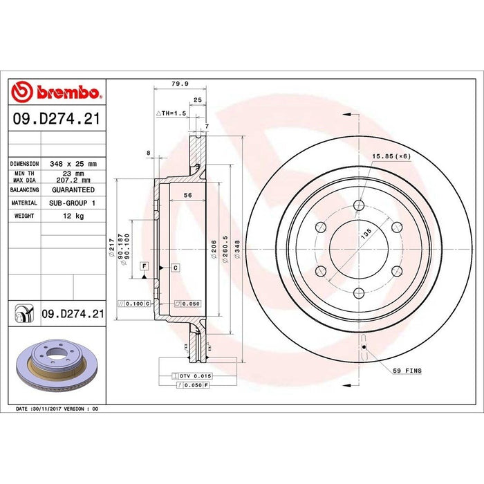 09.D274.21 Brembo Brake Rotor