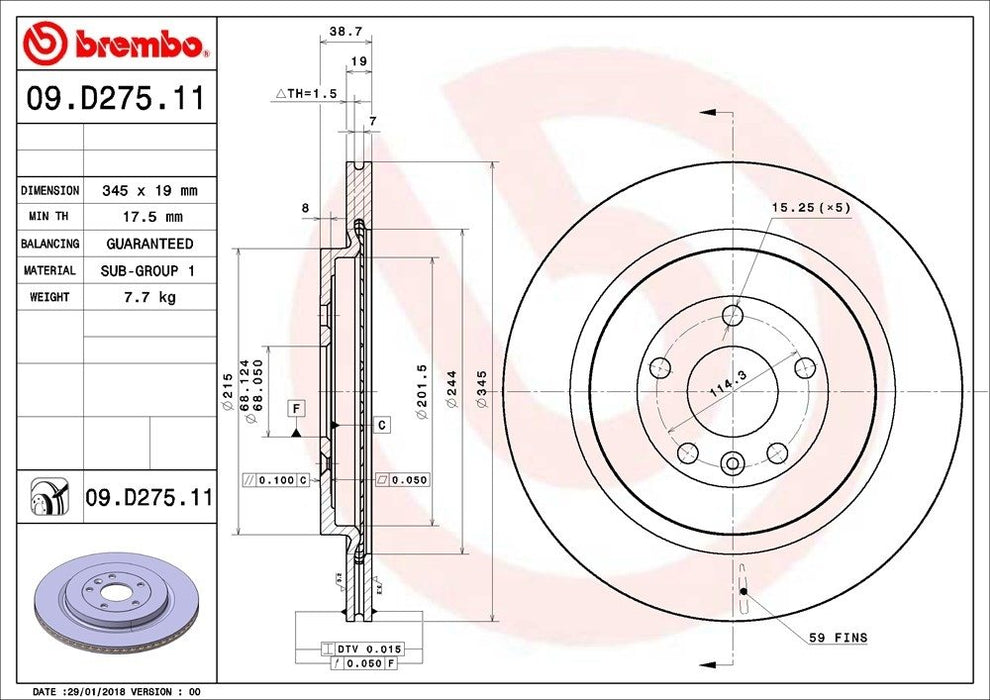 09.D275.11 Brembo Brake Rotor