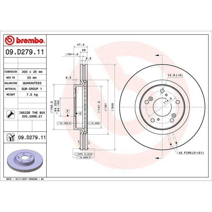 09.D279.11 Brembo Brake Rotor