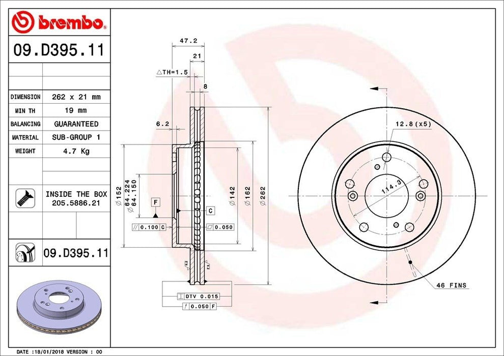 09.D395.11 Brembo Brake Rotor