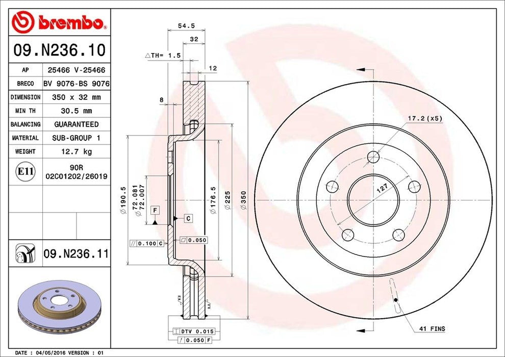 09.N236.11 Brembo Brake Rotor