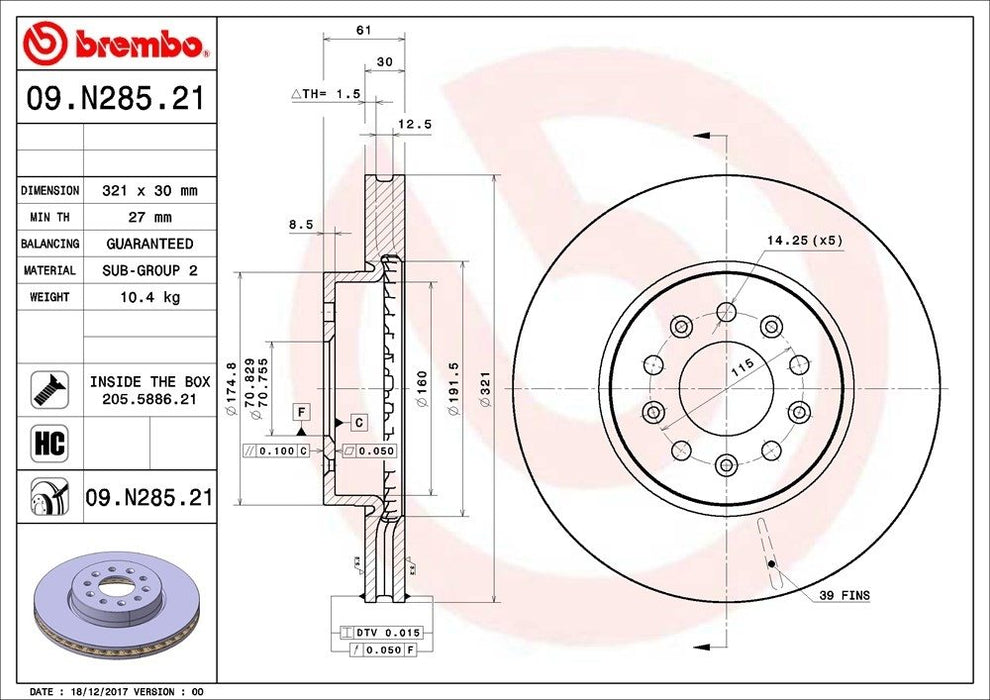 09.N285.21 Brembo Brake Rotor