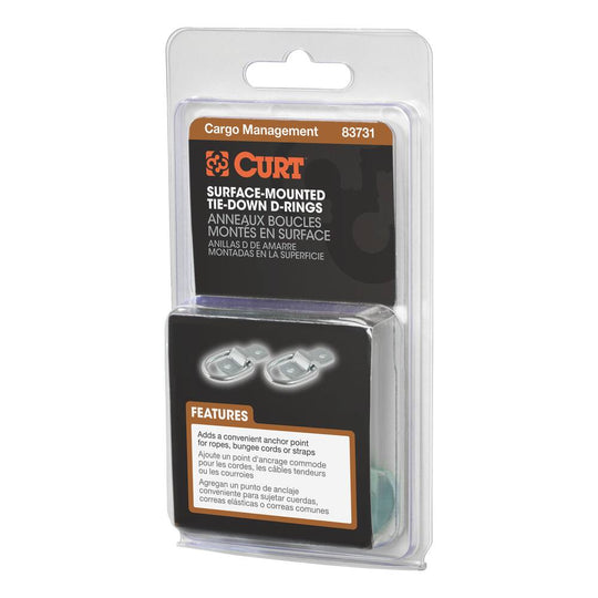 83731 1 x 1-1/4 Surface-Mounted Tie-Down D-Rings 1200 lb, 2-Pack