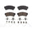 Set of four BFD1164CR ProSeries OE brake pads in black, along with additional metal clips and springs, arranged on a white background.