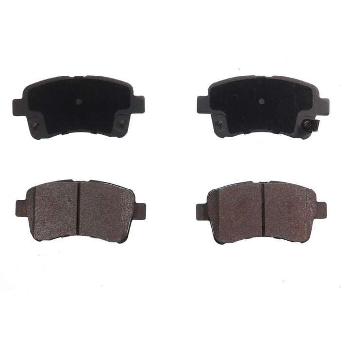 Four BFD937CR ProSeries OE Brake Pads arranged in a square with two top pads facing down and two bottom pads facing up.