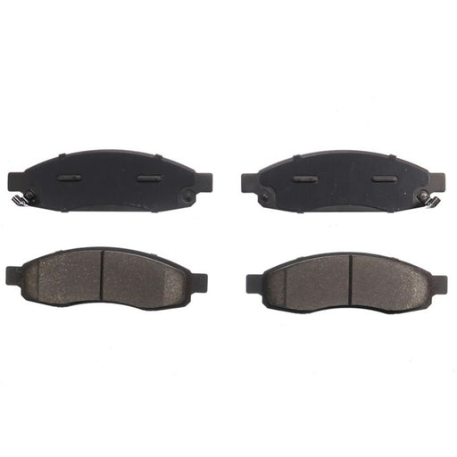 Four BFD1183CR ProSeries OE Brake Pads, displayed from both front and back views, aligned side by side on a white background.