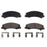 Set of four BFD1159CR ProSeries OE Brake Pads with metal clips arranged below them on a white background.