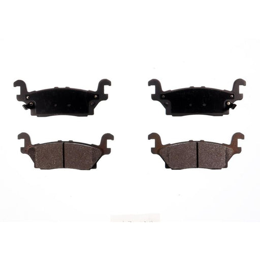 Two rows of BFD1120SM ProSeries OE Brake Pads on a white background, with the new brake pads on the top row and the used ones on the bottom row.