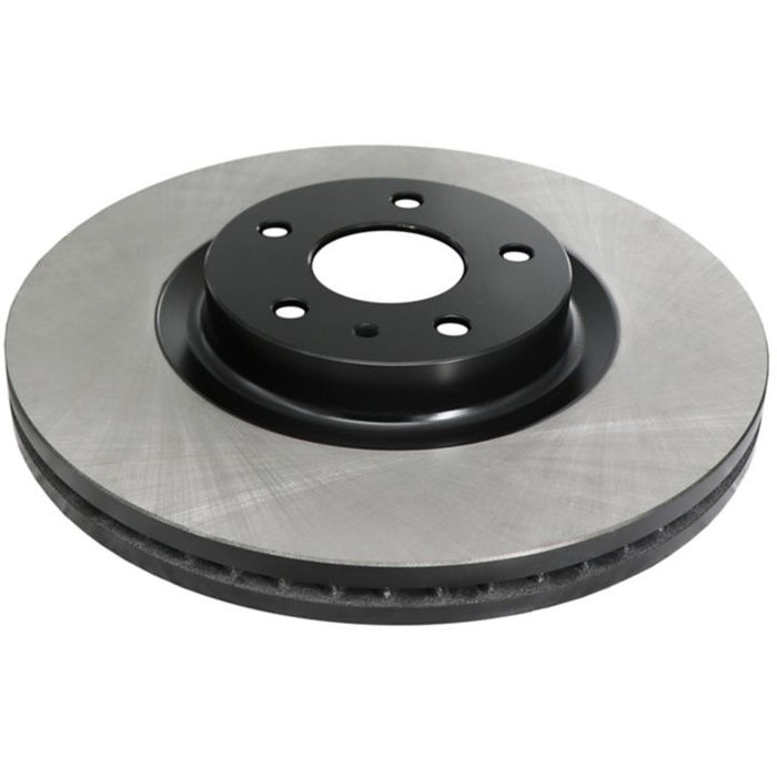 The C07213 ProSeries OE+ Brake Rotor is a car brake rotor with a silver outer surface and black inner hub, featuring five mounting holes.