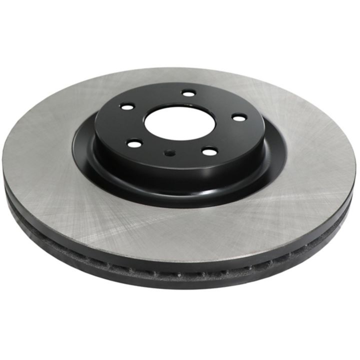 The C07213 ProSeries OE+ Brake Rotor is a car brake rotor with a silver outer surface and black inner hub, featuring five mounting holes.