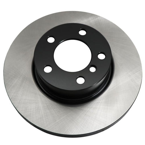 The C07732 ProSeries OE+ Brake Rotor is a single, silver and black brake rotor featuring a smooth, reflective surface with multiple holes around the center.