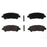 Four BFD1325CR ProSeries OE black brake pads with metal clips on a white background.