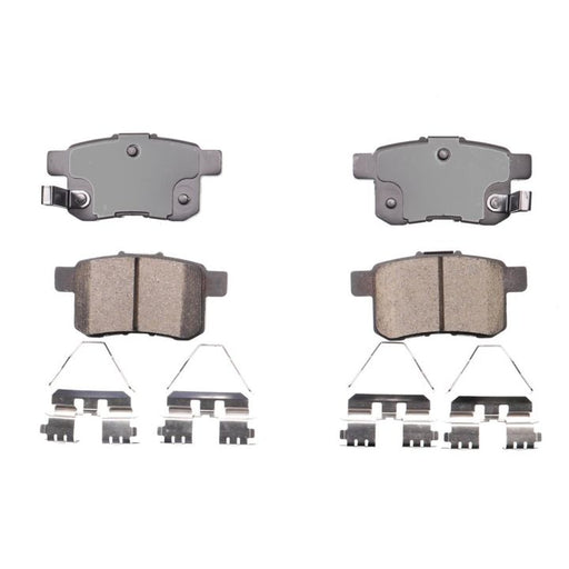 BFD1451CR ProSeries OE Brake Pads set, featuring four brake pads and their associated hardware pieces, arranged in rows on a white background.