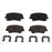 Two rows of BFD1543CR ProSeries OE Brake Pads, each consisting of four brake pads and four metal clips, arranged on a white background.