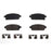 Four BFD1468CR ProSeries OE Brake Pads and four metal hardware clips arranged on a white background.