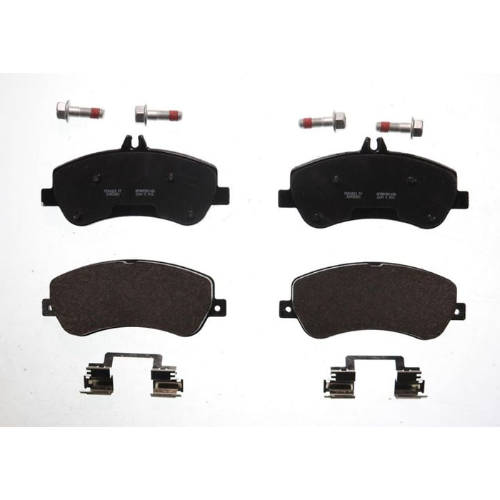 BFD1406SM ProSeries OE Brake Pads set includes four brake pads, two bolts, and two clips, displayed on a white background.