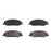 Four BFD1464CR ProSeries OE Brake Pads in black, featuring two with smooth surfaces and two with textured surfaces, arranged in pairs.