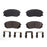 Set of four BFD1295ACR ProSeries OE Brake Pads with metal clips arranged on a white background.
