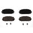 Four BFD1184ACR ProSeries OE Brake Pads in black and two clips are arranged symmetrically on a white background.