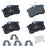 Four MMS1017 ProSeries OE+ Brake Pads in black with mounting hardware and a packet of lubricant.