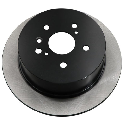 The C80363 ProSeries OE+ Brake Rotor in black and silver, featuring multiple mounting holes, viewed from above.