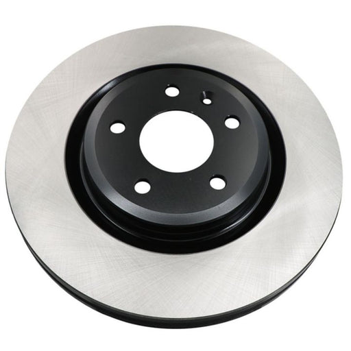 The C80462 ProSeries OE+ Brake Rotor is a black and silver metal disc with a circular design, featuring multiple holes for attachment.