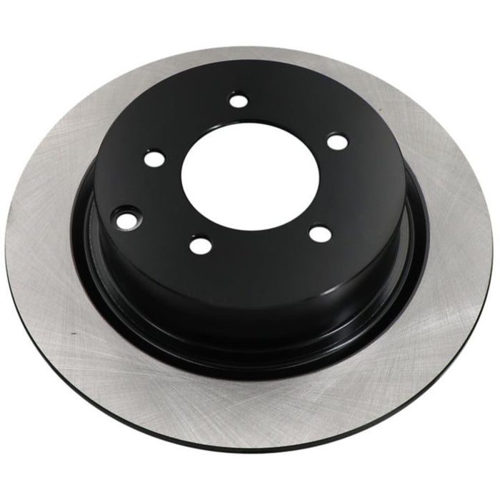 A C26574 ProSeries OE+ Brake Rotor in black and silver, featuring multiple holes, displayed on a white background.