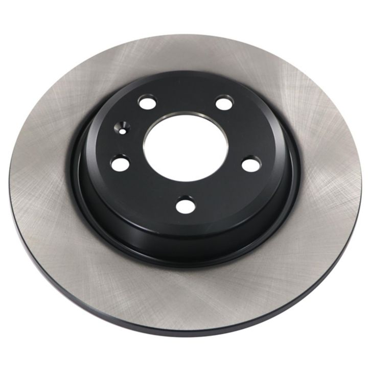 The C80106 ProSeries OE+ Brake Rotor is a car brake disc rotor with a silver outer edge and a black central hub, featuring multiple mounting holes.