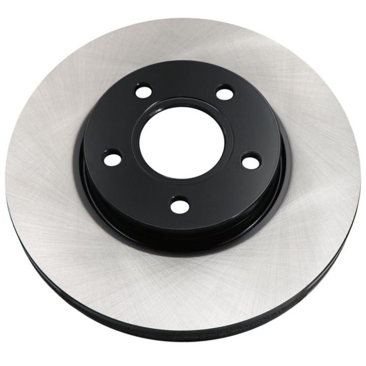 A close-up of the C80487 ProSeries OE+ Brake Rotor showcasing its circular shape with multiple holes along its surface and a contrasting black center.