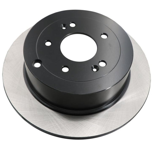 Introducing the C26530 ProSeries OE+ Brake Rotor, a car brake disc rotor featuring a black central hub and silver outer edge, complete with several bolt holes.