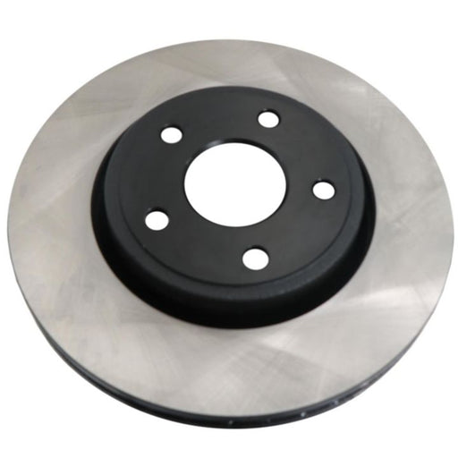 Close-up of the C80433 ProSeries OE+ Brake Rotor, showcasing its black center, silver outer rim, and five mounting holes.