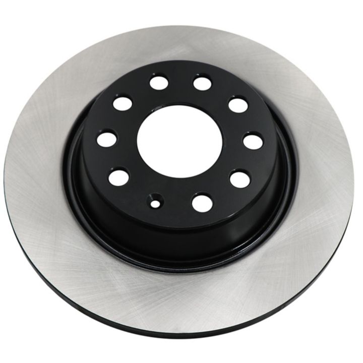 The C80419 ProSeries OE+ Brake Rotor features a metallic design with a black center and multiple holes arranged in a circular pattern around the hub.