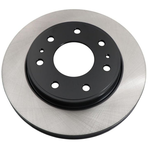 Close-up of the C80283 ProSeries OE+ Brake Rotor, featuring a metallic exterior, a black center, and multiple installation holes.