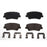 A set of four BFD1595CR ProSeries OE Brake Pads and four metal clips arranged on a white background.