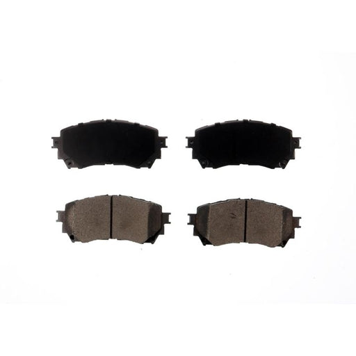 Four BFD1711CR ProSeries OE Brake Pads arranged in two rows, with the top pads appearing new and the bottom pads showing wear.