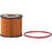 A PRS10358 Oil Filter with a cylindrical design featuring a pleated paper element, accompanied by a red rubber O-ring.