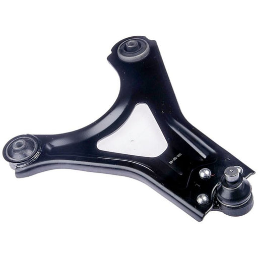 CB85083 ProSeries OE+ Control Arm in black, featuring bushings and a ball joint, with a triangular shape and shown isolated on a white background.