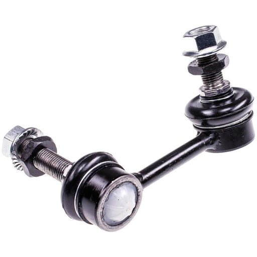 Close-up image of an SL64021 ProSeries OE+ black metal automotive stabilizer link, complete with bolts and bushings on each end.