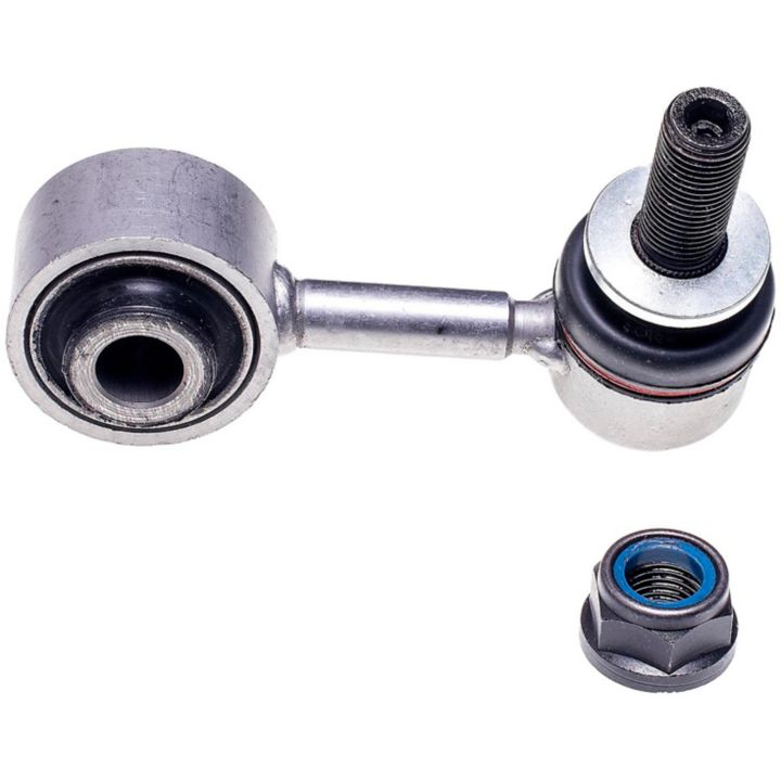 The SL74052XL ProSeries OE+ Stabilizer Links features a silver automotive ball joint with a black threaded rod and comes with a separate metal nut featuring a distinctive blue ring.