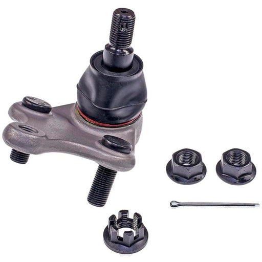 The BJ74335XL NASCAR Advantage Ball Joint - Front kit includes two nuts, one castle nut, and a cotter pin on a white background.