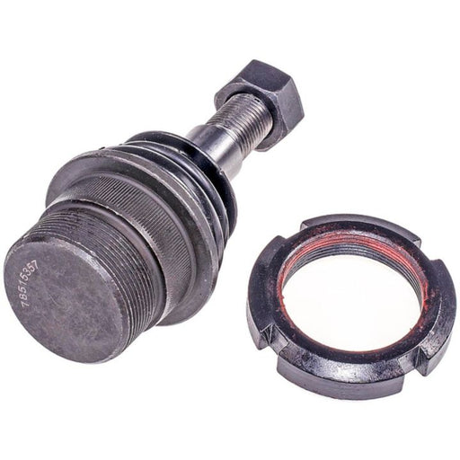 BJ28235 NASCAR Advantage Ball Joint - Front with a hexagonal head next to a ring-shaped mechanical part with internal threading.