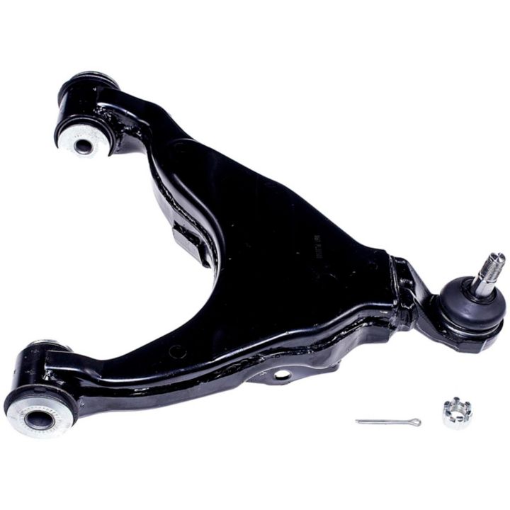 CB74004 ProSeries OE+ Control Arm, complete with ball joint, cotter pin, and castle nut, displayed against a white background.