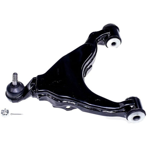 CB74003 ProSeries OE+ Control Arm with bushings and ball joint in black metal, isolated on a white background.