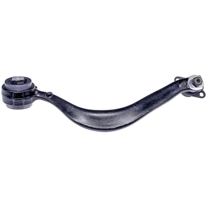 CB14394 ProSeries OE+ Control Arm: A curved black metal control arm with bushings at both ends, designed for vehicle suspension systems.