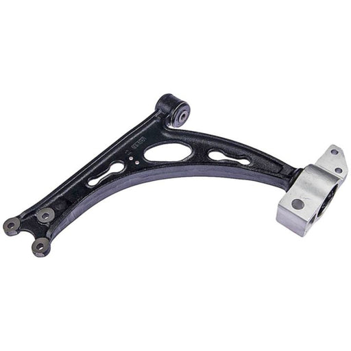 The CA43103 ProSeries OE+ Control Arm features a black suspension control arm with mounting points and includes a silver bracket on one end.